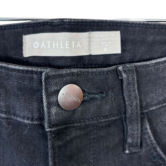 Athleta Womens Jeans Sculptek Denim Carbon Black Wash Zip Ankle Goth Moto Size 6 - Picture 7 of 15